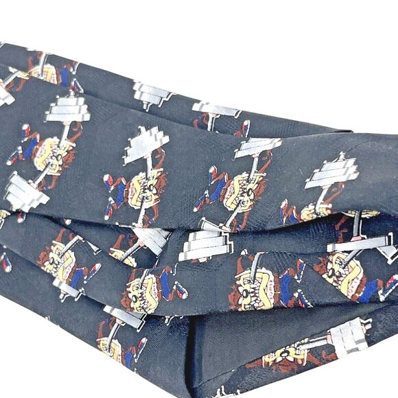 Looney Tunes Mania Tasmanian Devil Power Lifter Tie Black Vintage - Picture 5 of 12